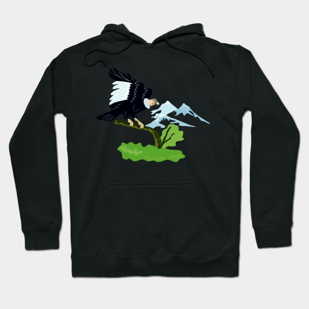 Andean Condor Perching Retro Hoodie by retrovectors